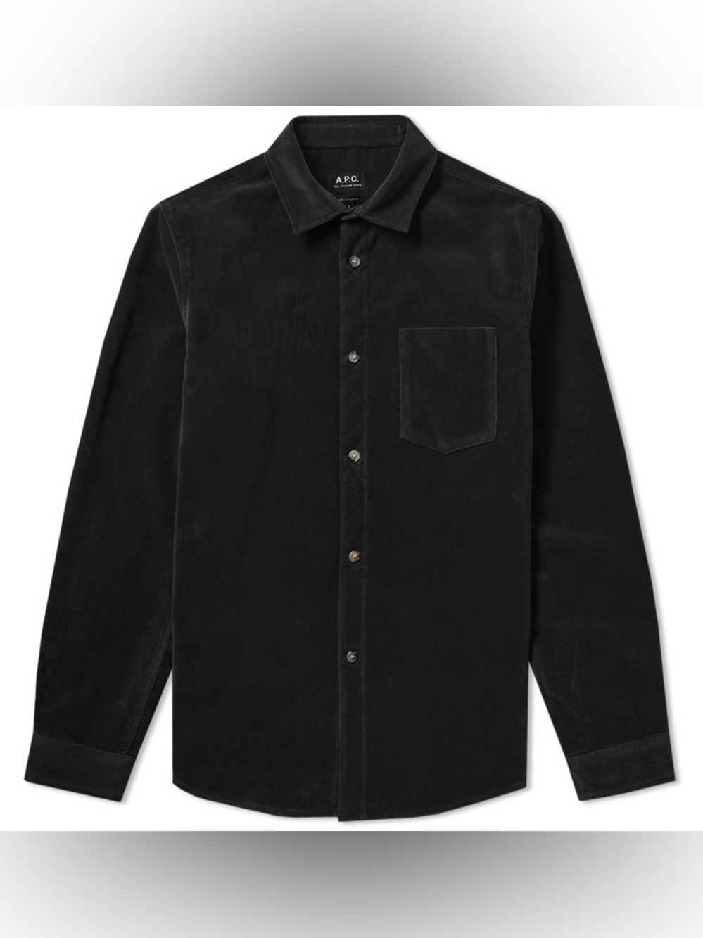 A.P.C John Velour Button Shirt Black
